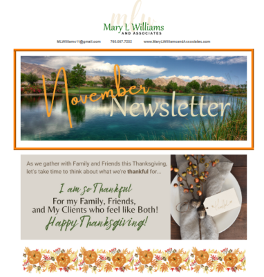 Mary Williams' November Newsletter