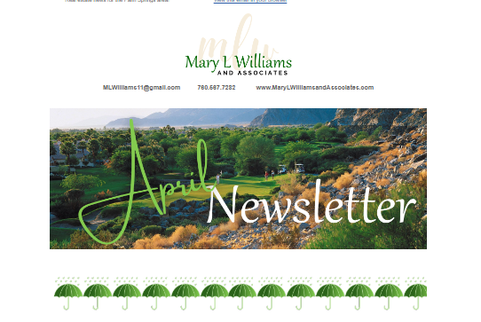 Mary Williams April Newsletter
