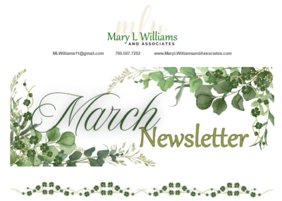 Mary L Williams & Associates March Newsletter