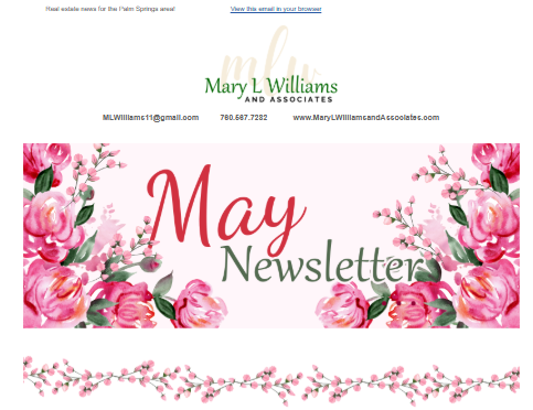 Mary L Williams and Associates May Newsletter