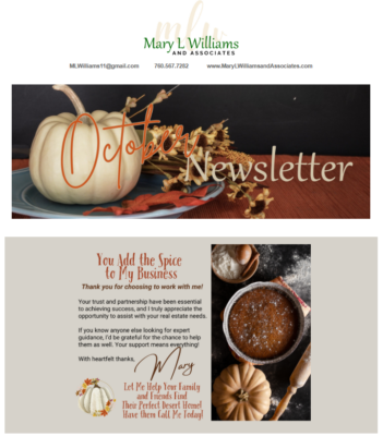 Mary L Williams and Associates October Newsletter