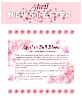 Mary Williams and Associates April Newsletter image